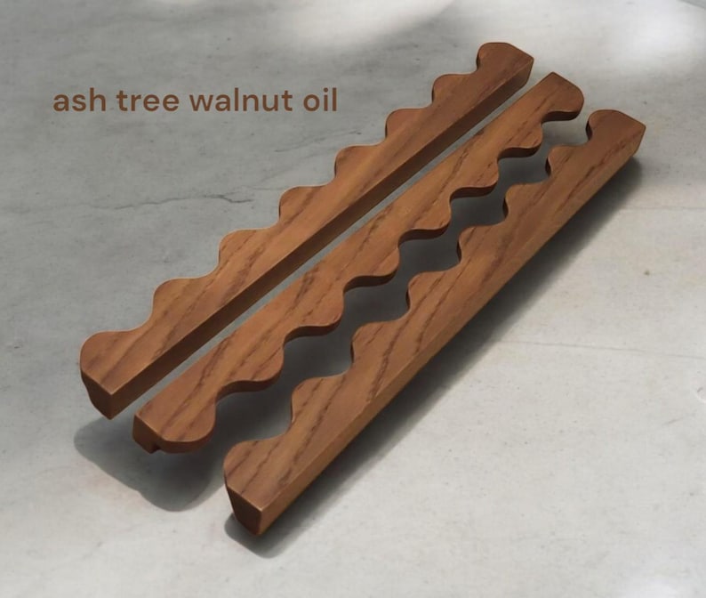 Wooden wavy handle with bushings and bolts for home furniture, doors, desk, dresser, drawer chest, sideboard, drawers image 10