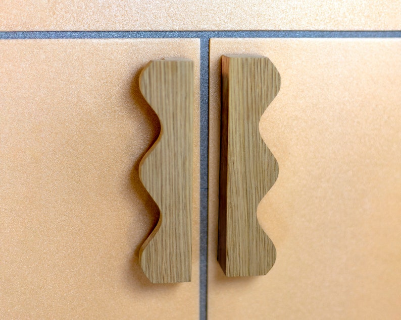 Wooden Wavy Pulls for Door Drawers. Kitchen Drawer Etsy