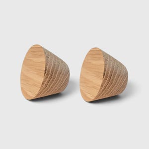 Juego de 2 pomos cónicos de madera, pomos de madera maciza para armarios, tiradores cónicos para cajones, tiradores redondos para muebles, pomos de madera de roble.