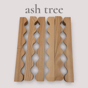 Wooden wavy handle with bushings and bolts for home furniture, doors, desk, dresser, drawer chest, sideboard, drawers Ash tree