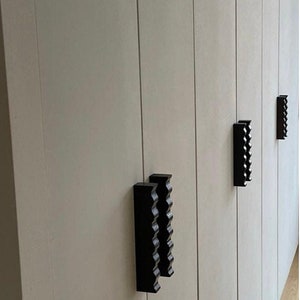 Designer handle wood + screw. Unique Wave knob and pull for door: wardrobe, cabinet, desk, dresser, closet. Many sizes Custom screw distance