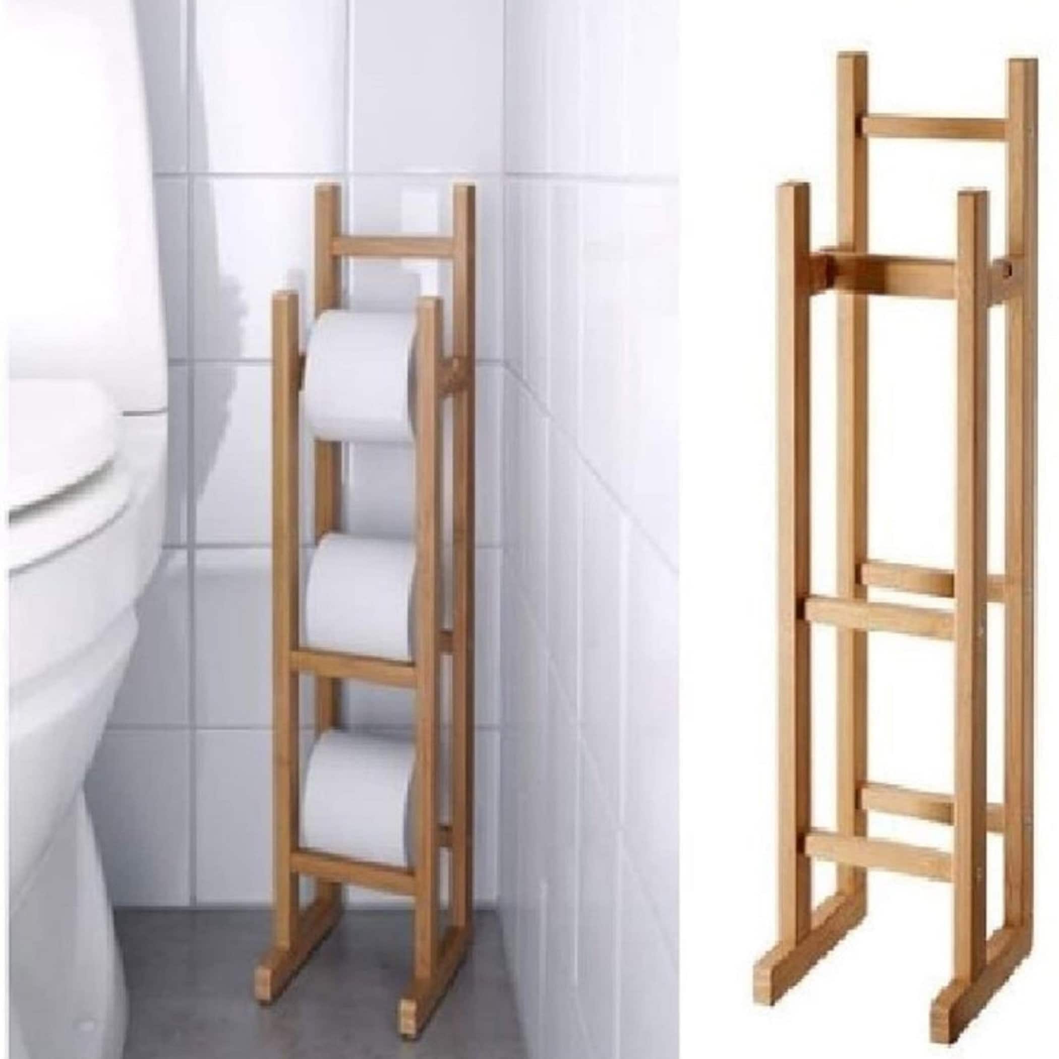 Bamboo Wooden Toilet Roll Storage Holder Stand Etsy UK
