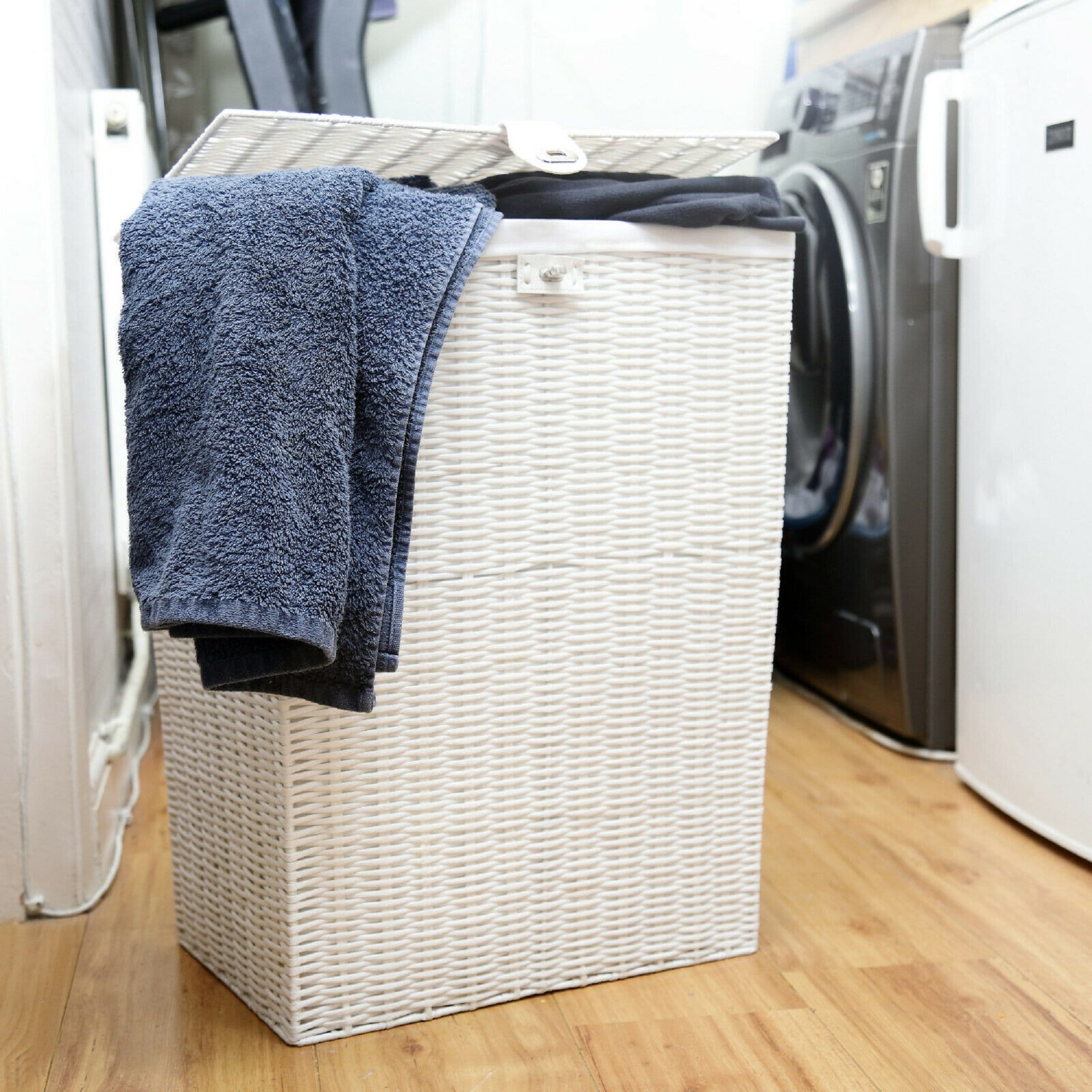 Laundry Basket Medium White Resin Box With Lidlock Etsy UK