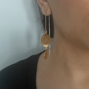 Pull through earrings lira coin jewelry threader earrings/Lira Co Jewelry