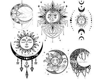 Svg Sun Moon Outline Etsy Svg Sun Moon Outline Etsy
