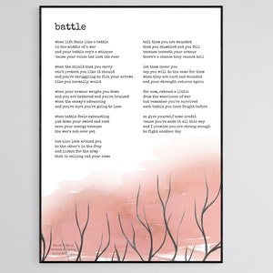 Batalla - poesía original impresa (descarga digital A4) de Becky Hemsley
