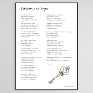 Embers and Keys - original poetry print (A4 digital download)