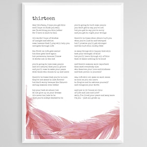 Trece - poesía original impresa en tamaño A4 (descarga digital)