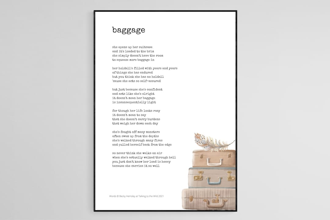 Baggage Original Poetry Print A4 Digital Download Etsy