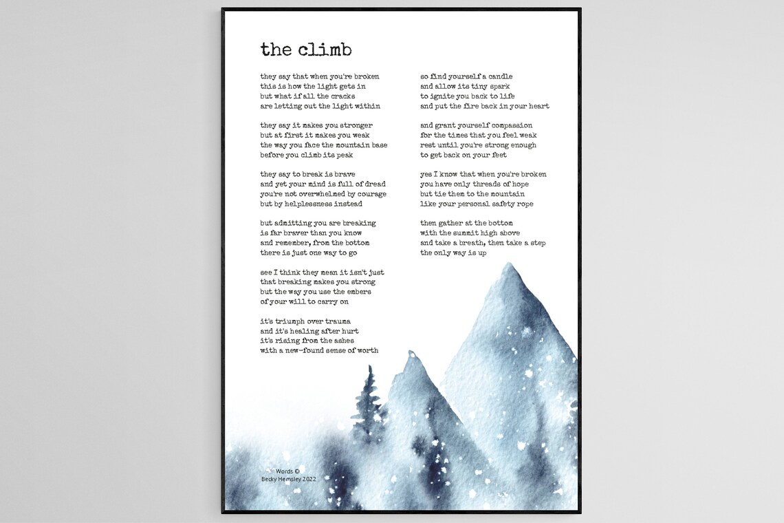 The Climb Original Poetry Print A4 Digital Download - Etsy UK