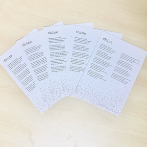 Poème Shine - packs d'impressions de cartes postales