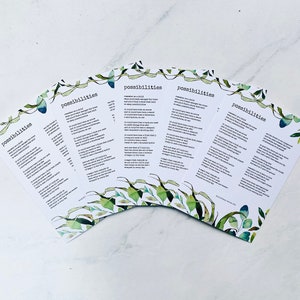 Poème des possibilités - packs d'impressions de cartes postales