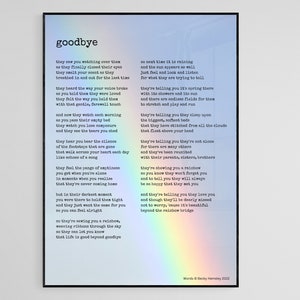 Goodbye - A4 digital download - original poetry print for pet loss and grieving