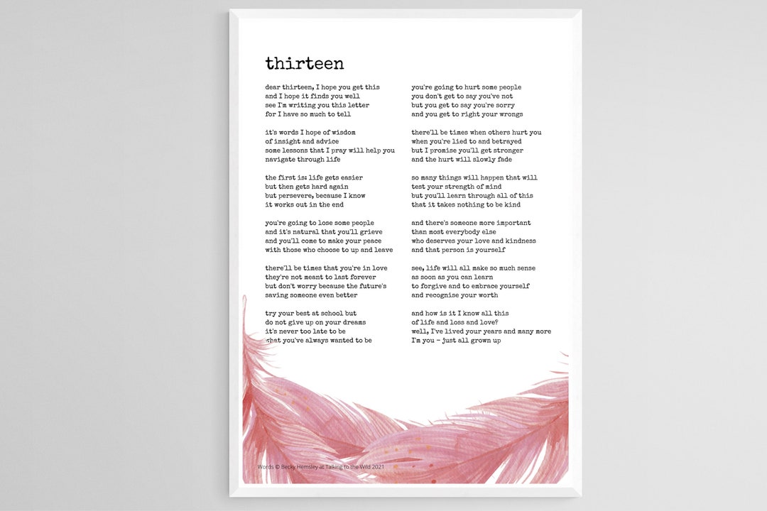 Thirteen Original Poetry Print A4 Digital Download Etsy