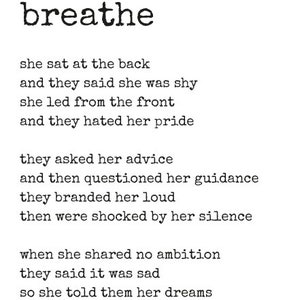 Breathe original poetry print A4 digital download image 2