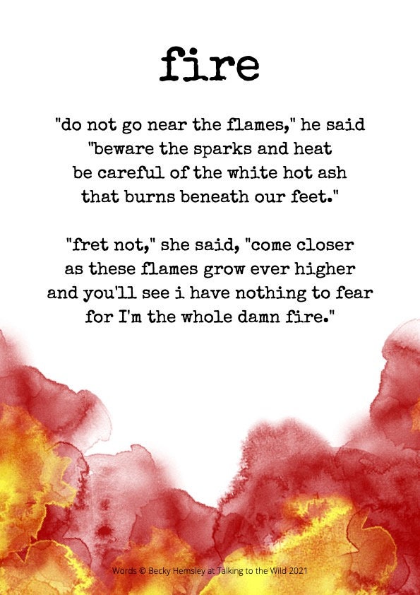 Fire Original Poetry Print A4 digital Download Etsy UK