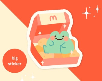 Fast food frog, froggy, kawaii frog, aesthetic stickers, cute stickers, motivational sticker