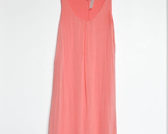 Coral Silk Maxi Sundress | Sleeveless Summer Dress | Flowy 90s Resortwear Style