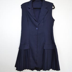 Navy Pleated Sleeveless Blazer Dress - Etsy