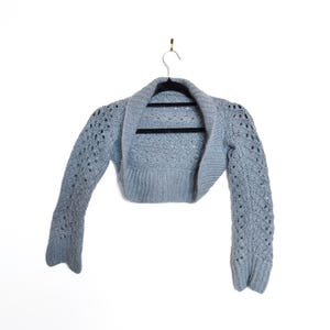Light Blue Knitted Shrug — Vintage Soft Knit Bolero