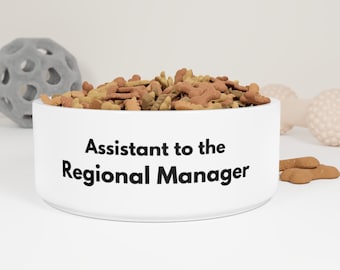 Assistant to the Regional Manager Pet Bowl - Personalized Ceramic Dog Bowl