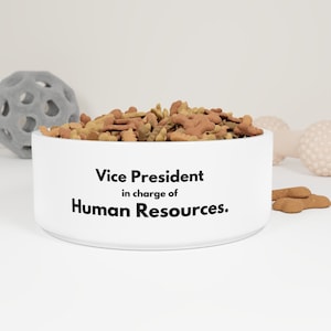 VP of Human Resources Pet Bowl - Personalized Glazed Finish Ceramic Pet Bowl with Custom Design for Feeding Time