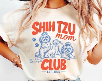 Custom Shih Tzu Mom Club Shirt, Personalized Shih Tzu Dad Club Shirt, Shih Tzu Mom Gift Tee, Cute Shih Tzu Dog Lover Gift, Funny Puppy Tee