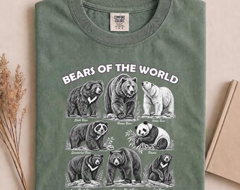 Bears Of The World Shirt, Bear Kids Shirt, Vintage Bears World Shirt, Scientific Illustration Wildlife, Biology Teacher Tee, Nature Gift