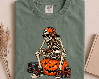 Spooky Skeleton Gaming Halloween Shirt, Controller Boys Men Kids Shirt, Halloween Gamer Tee, Spooky Gaming Gift , Funny Halloween Gamer Tee