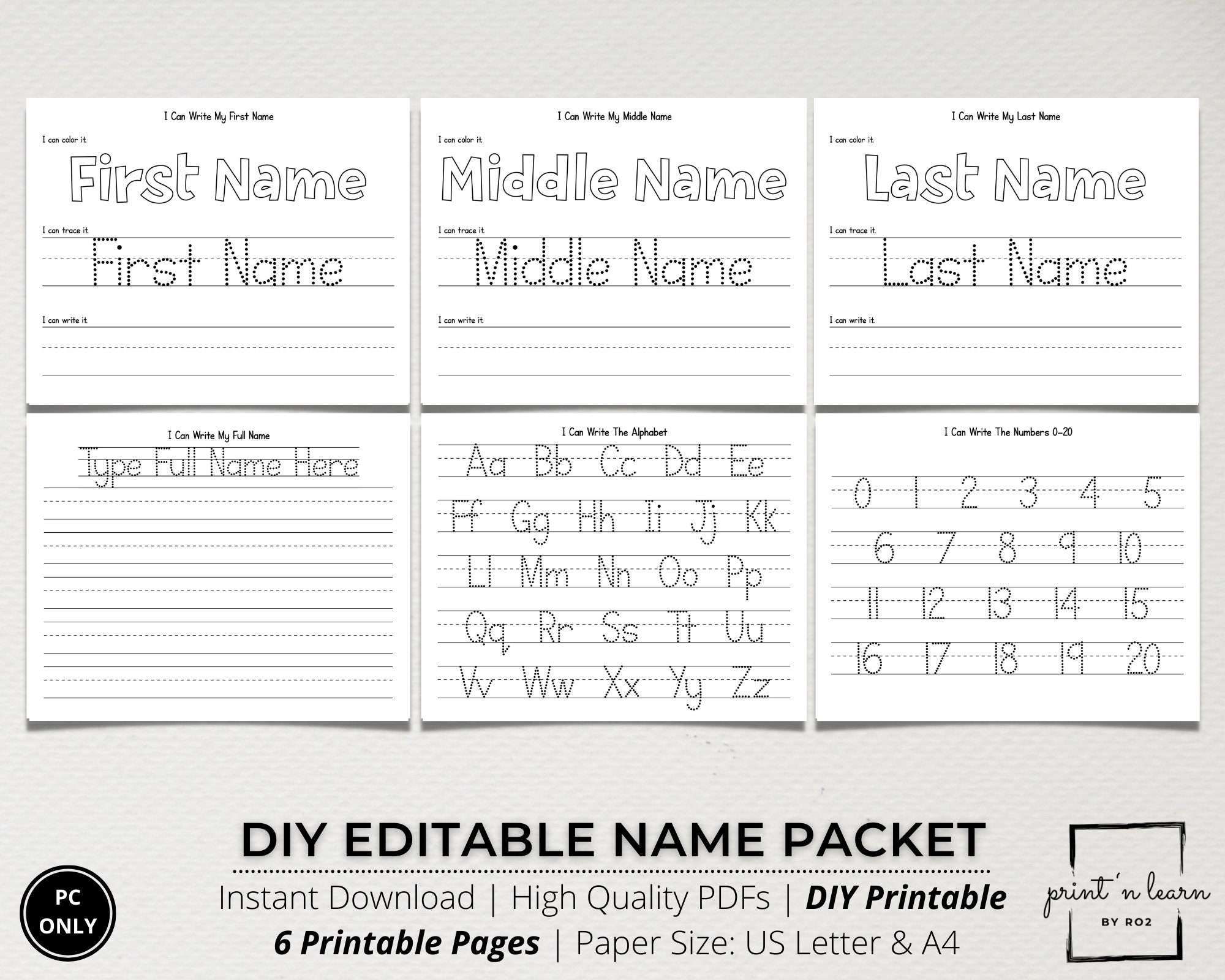 Name Worksheet - Etsy