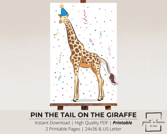 Pin the Tail on the Giraffe Party Animals Decor Jungle | Etsy