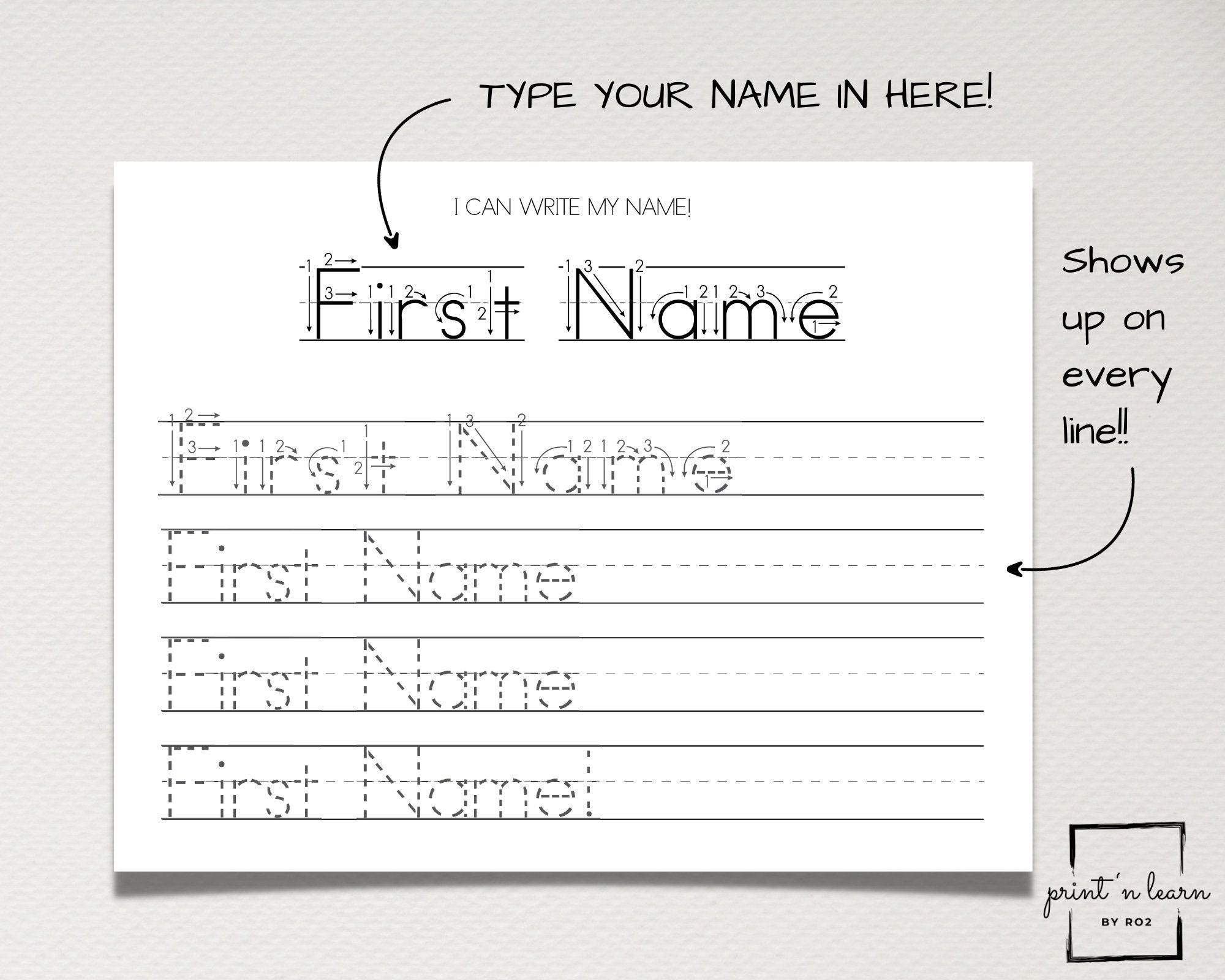 Custom Name Tracing Sheet, Handwriting Practice, Name Writing, Name