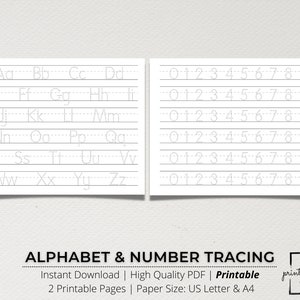 Alphabet & Number Tracing Sheet, Handwriting Practice, ABC Tracing, Number Tracing, Printable Worksheets, Tracing Workbook, Dot Letters