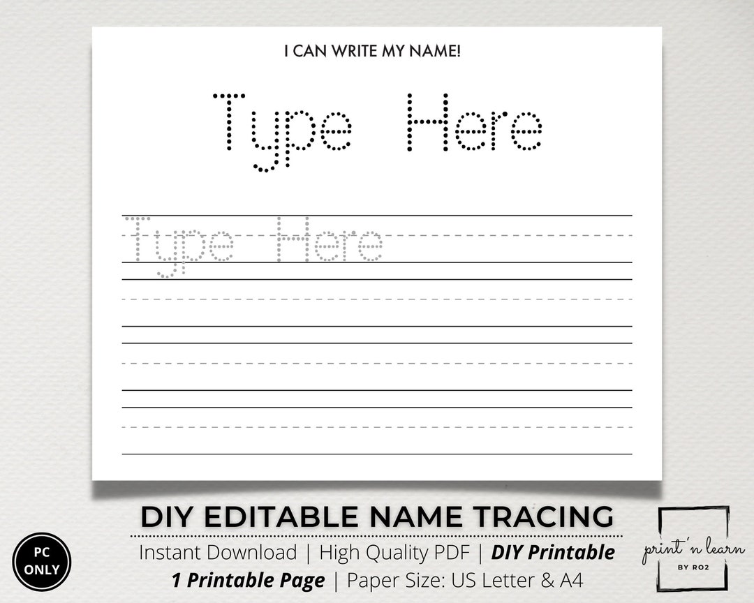 Custom Name Tracing Sheet Handwriting Practice Name Writing Name