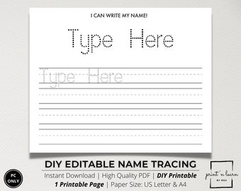 Custom Name Tracing Sheet, Handwriting Practice, Name Writing, Name ...