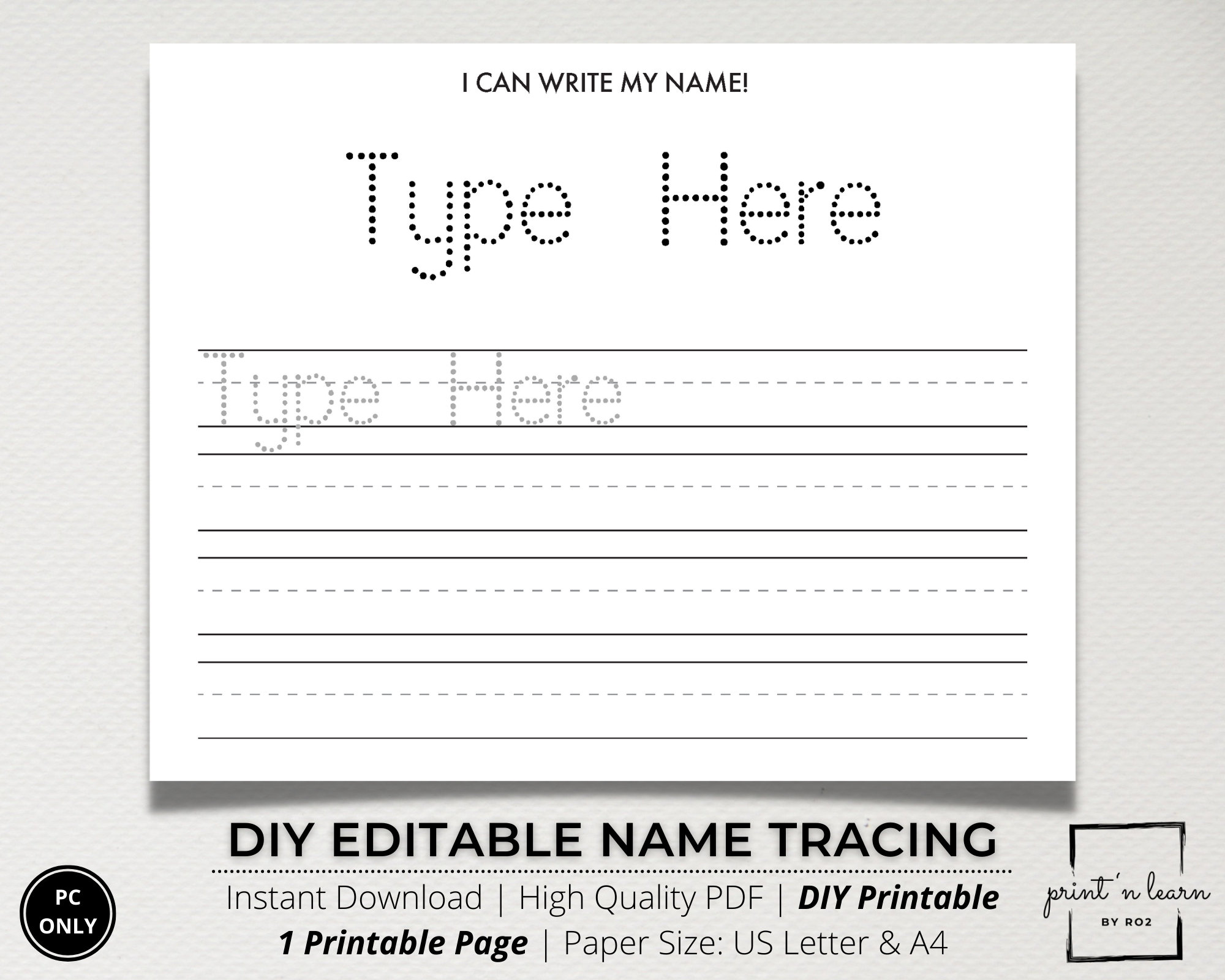 Custom Name Tracing Sheet, Handwriting Practice, Name Writing, Name  Worksheet, Editable Name Tracing, Name Trace Worksheet, Printable, DIY -  Etsy