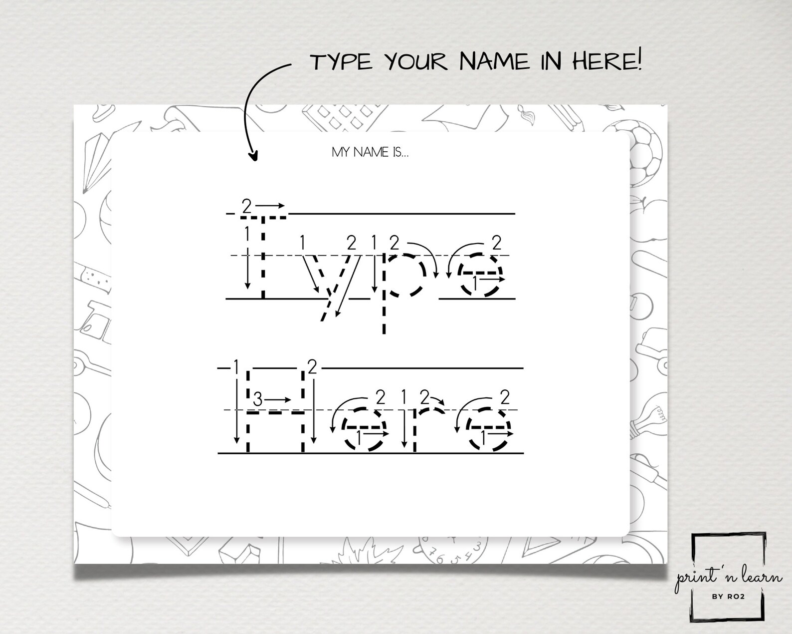 Custom Name Tracing Sheet, Handwriting Practice, Name Writing, Name Worksheet, Editable Name ...