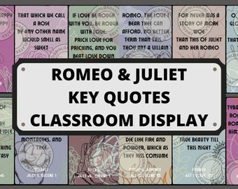 15 Romeo & Juliet Key Quotations - Cohesive Trendy Classroom Decor - Instant Download PDFs