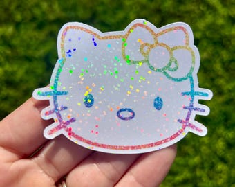 3" Holographic Kitty Sticker: Sparkly Sticker