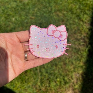 3" Holographic Kitty Sticker: Sparkly Sticker Pink
