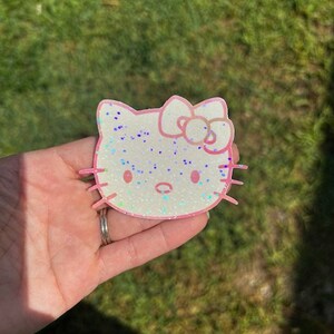 3" Holographic Kitty Sticker: Sparkly Sticker Yellow
