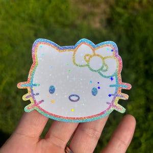 Double Rainbow Kitty Holographic Vinyl Sticker - Kawaii Planner Decor