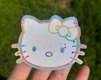 Double Rainbow Kitty Holographic Vinyl Sticker - Kawaii Planner Decor