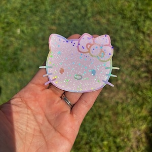 3" Holographic Kitty Sticker: Sparkly Sticker Pink Rainbow