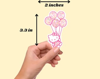 Holographic Kitty Sticker, Kawaii Balloon Sticker