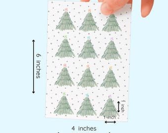 Christmas Tree Stickers: Holographic Holiday Planner Stickers (24pc)