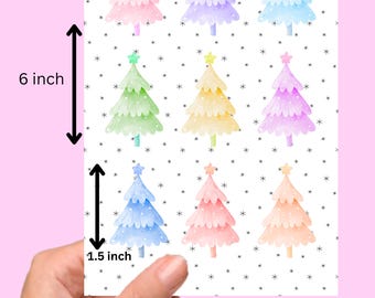 Christmas Tree Stickers: Holographic Holiday Planner Stickers (9pc)