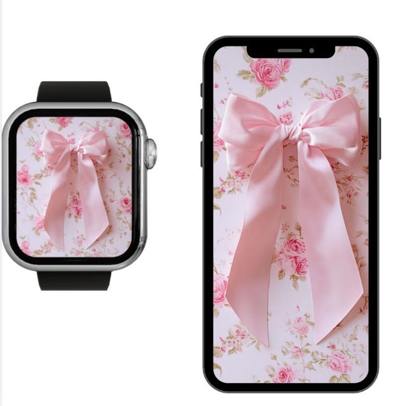Pink Bow Ios Pink Bow Floral Coquette Fancy iPhone Wallpaper Lock Screen Background ...