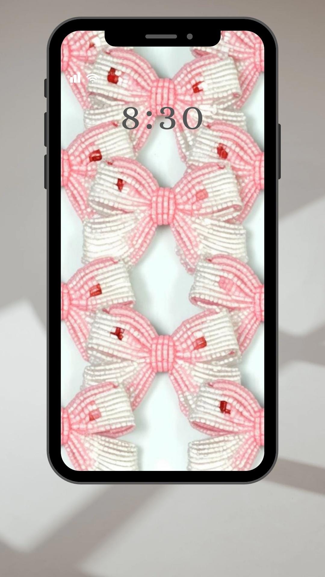 Beaded Light Pink Bows Coquette Fancy Wallpaper Lock Screen Background ...