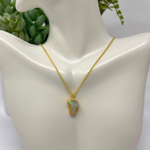 Raw Fire Opal 18K Gold Pendant Necklace [October Birthstone Necklaces: Handmade & Ships from Boise, ID]